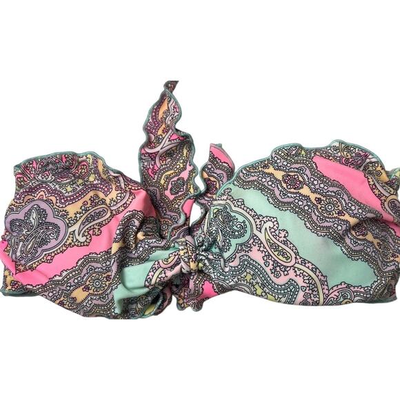 Victoria's Secret Strapless Bikini Top Pink & Blue Paisley Size Small S EUC - Picture 1 of 5